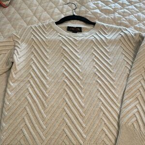 Cream Chevron Knit Sweater